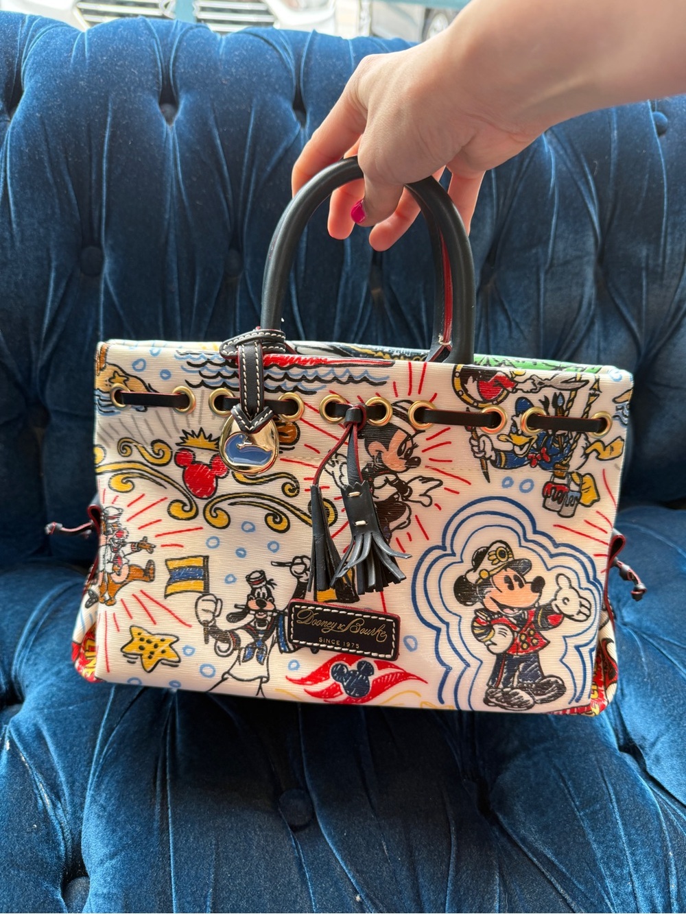 Dooney & Bourke | White Disney Mickey Mouse Printed Satchel Cruise Line - Picture 5 of 11